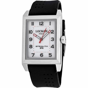 Locman Men's Watch - Stealth Quartz White Dial Black Rubber Strap | 242WH2BK/BKRU