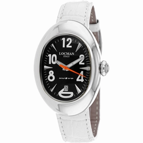 Locman Women's Watch - Classic Quartz Black Dial White Leather Strap | 2000WB