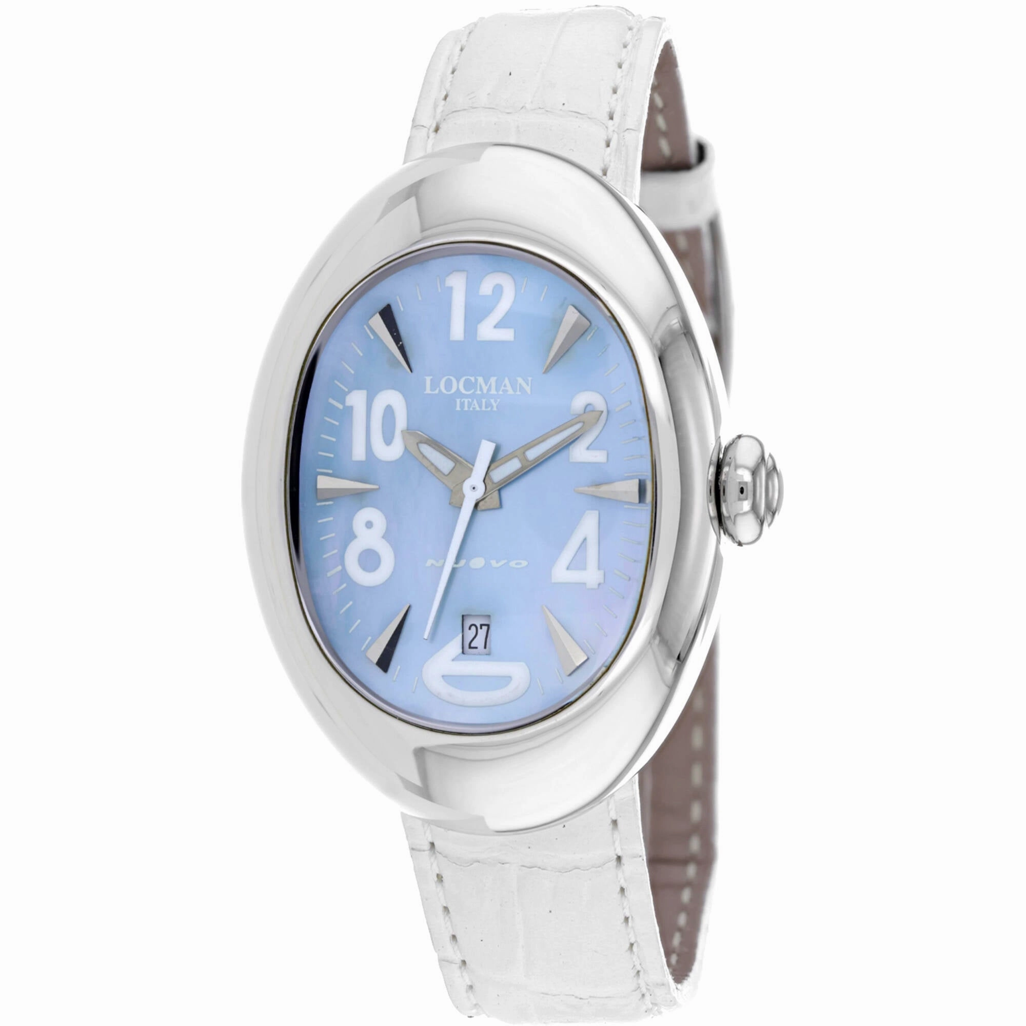Locman Women's Watch - Classic Quartz Blue Dial White Leather Strap | 2000MS