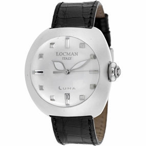 Locman Women's Watch - Classic Quartz Silver Tone Dial Black Leather Strap | 4100SK