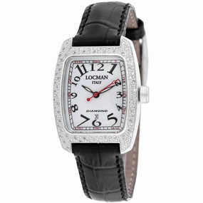 Locman Women's Watch - Diamond Quartz Grey Dial Black Leather Strap | 485AG2D/BK