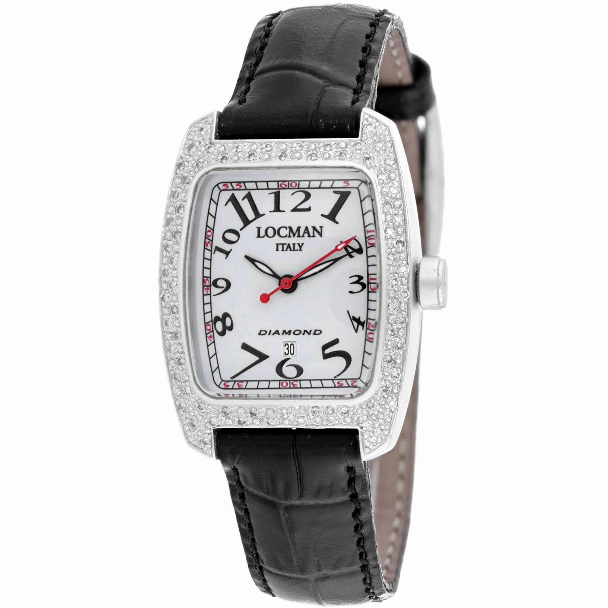 Locman Women's Watch - Diamond Quartz Grey Dial Black Leather Strap | 485AG2D/BK