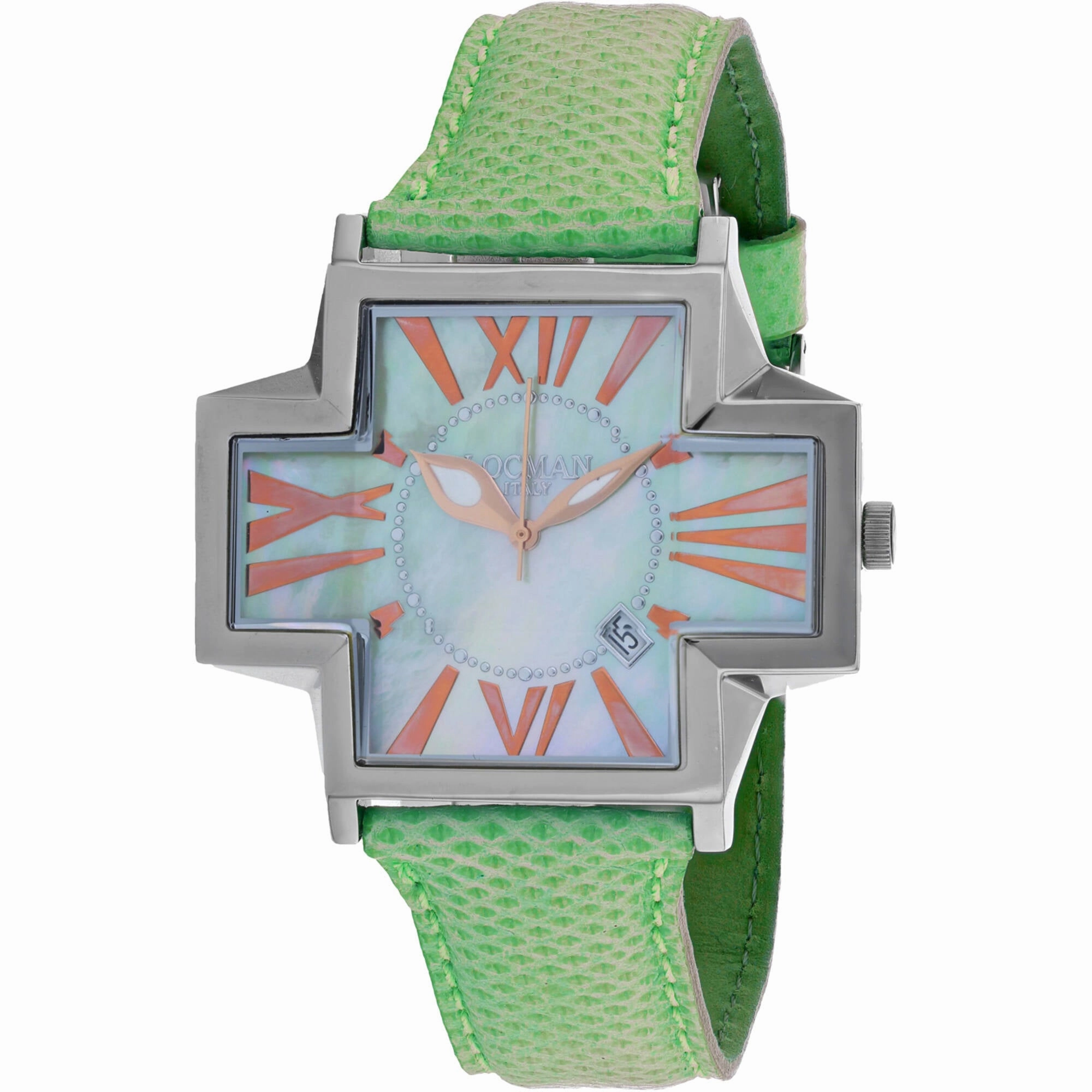 Locman Women's Watch - Italy Plus MOP Dial Green Leather Strap | 180MOPGR/GRKS