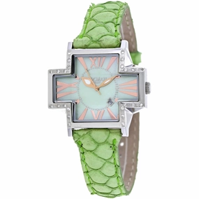 Locman Women's Watch - Plus Mother of Pearl Dial Green Leather Strap | 181SMOPGRD/GRKF