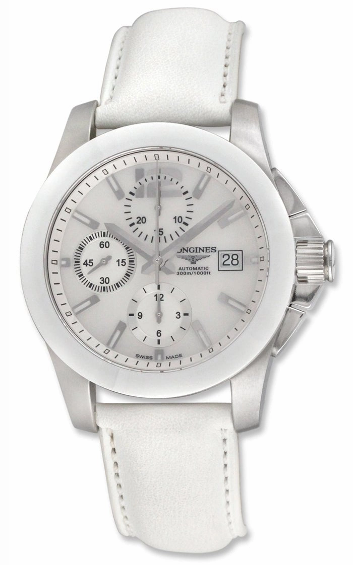 Longines Conquest Automatic Chronograph Steel & Ceramic Mens Watch Date L3.661.4.86.0