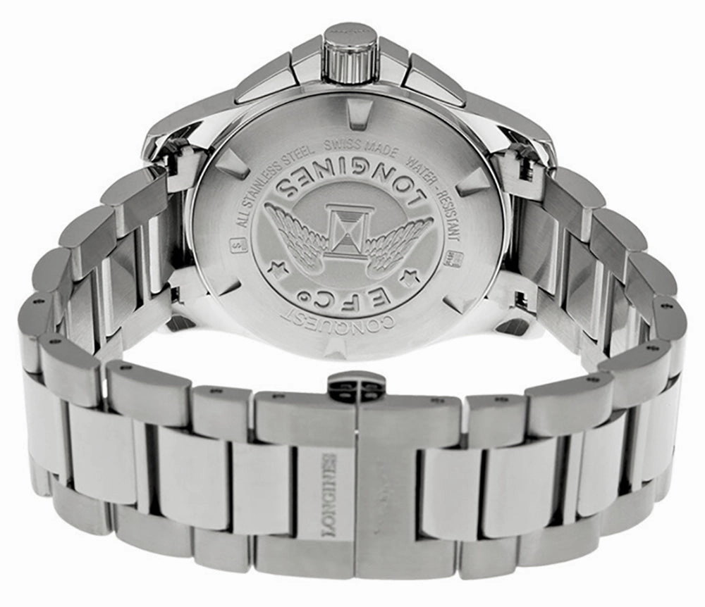 Longines Conquest Chronograph Stainless Steel Black Dial Date Divers Quartz Mens Watch L3.700.4.56.6