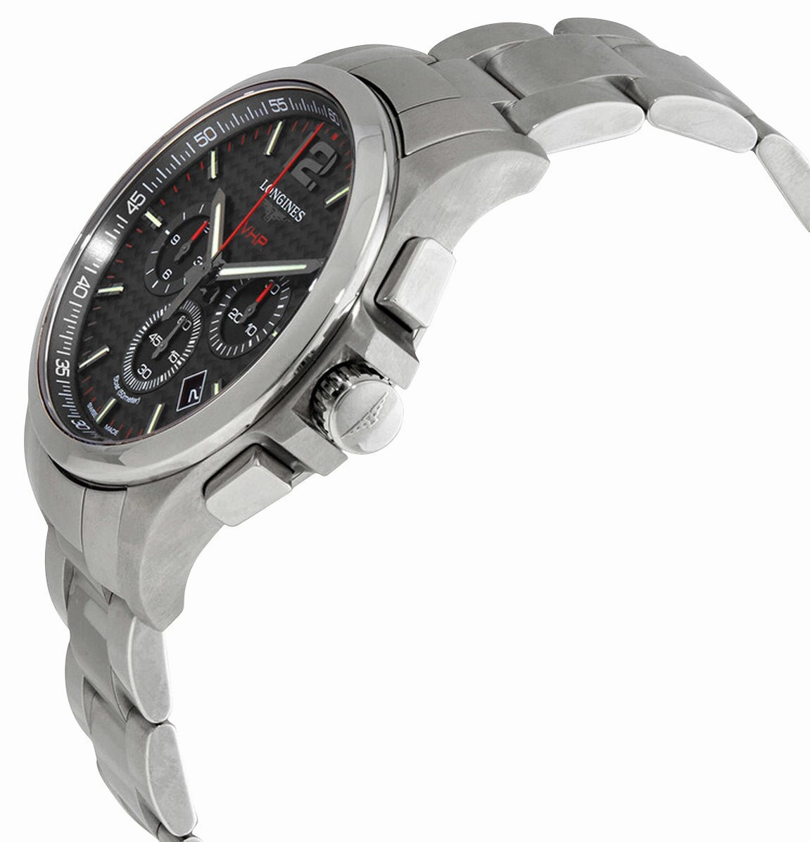 Longines Conquest V.H.P. Chronograph Stainless Steel Black Dial Perpetual Calendar Date Quartz Mens Watch L3.727.4.66.6