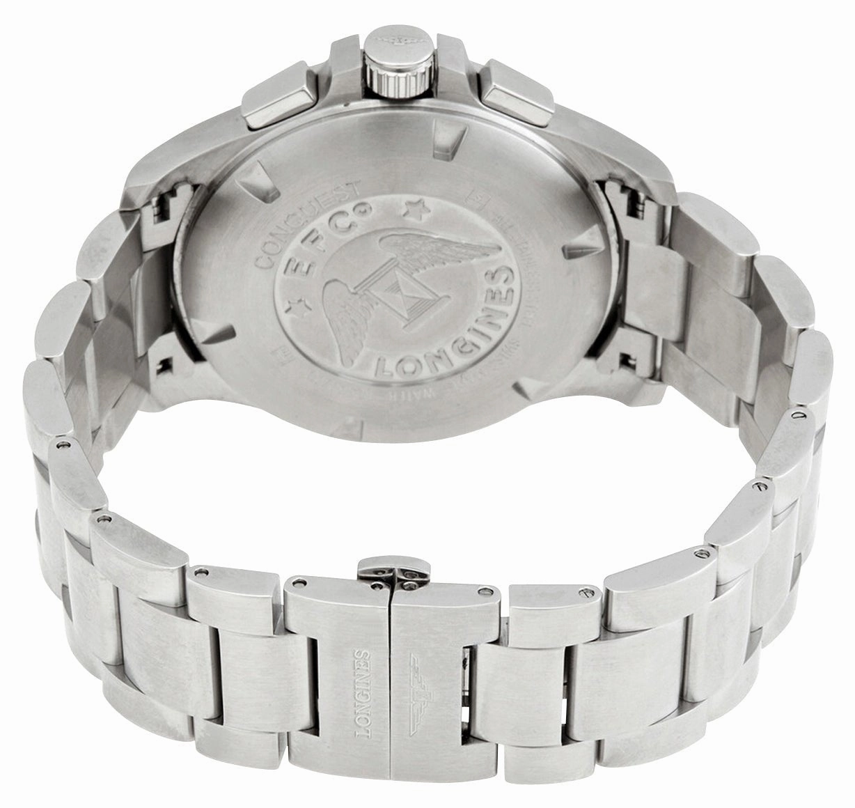 Longines Conquest V.H.P. Chronograph Stainless Steel Black Dial Perpetual Calendar Date Quartz Mens Watch L3.727.4.66.6