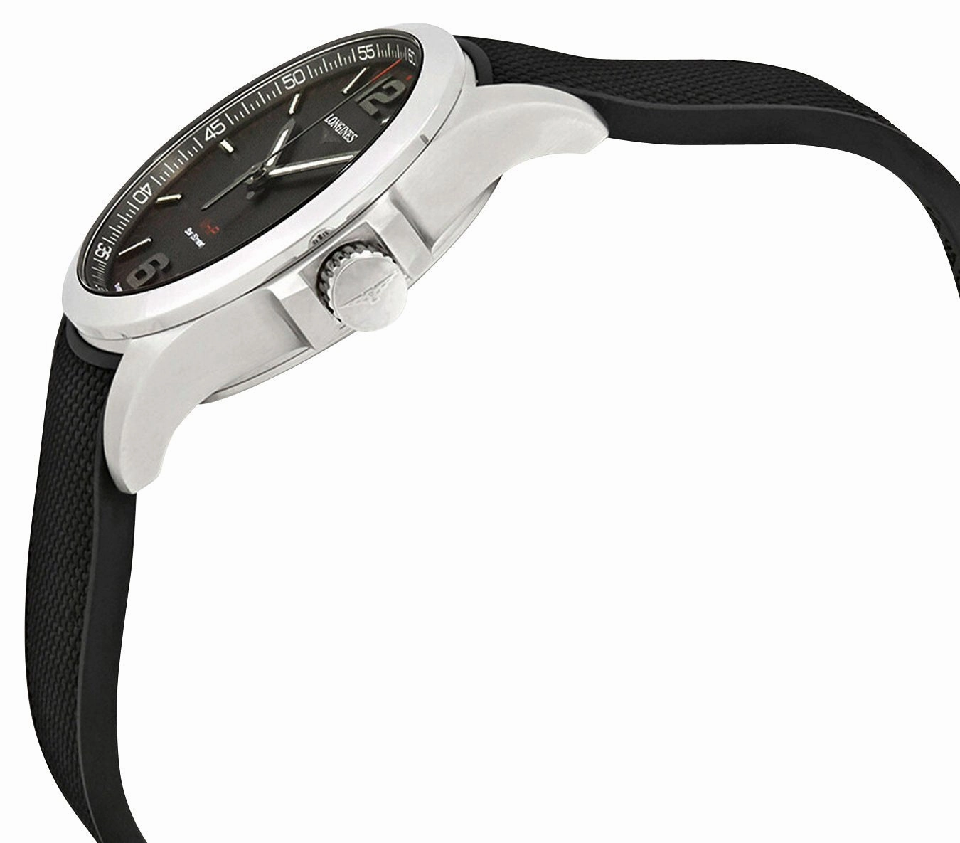 Longines Conquest V.H.P. Stainless Steel Black Dial Black Rubber Strap Perpetual Calendar Date Quartz Mens Watch L3.716.4.56.9