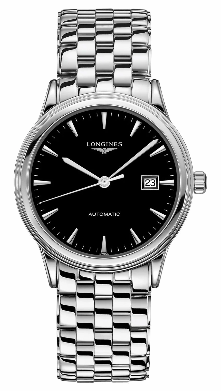 Longines Flagship Automatic Stainless Steel Black Dial Date Mens Watch L4.984.4.52.6