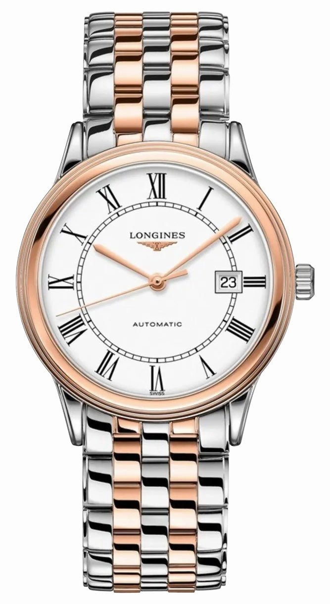Longines Flagship Automatic Two-Tone Stainless Steel White Dial Date Mens Watch L4.984.3.91.7