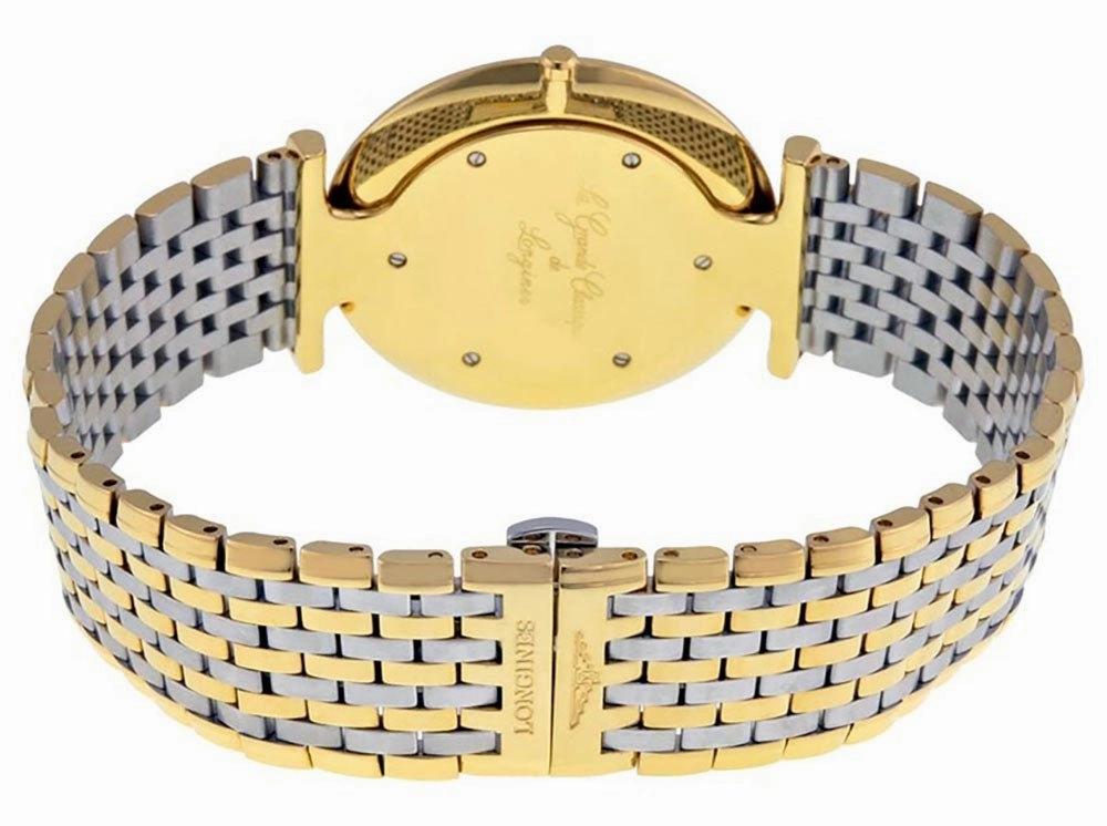 Longines La Grand Classique Yellow Gold PVD and Stainless Steel White Dial Quartz Mens Watch L4.766.2.11.7