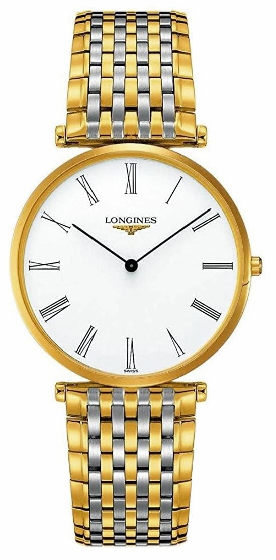 Longines La Grand Classique Yellow Gold PVD and Stainless Steel White Dial Quartz Mens Watch L4.766.2.11.7