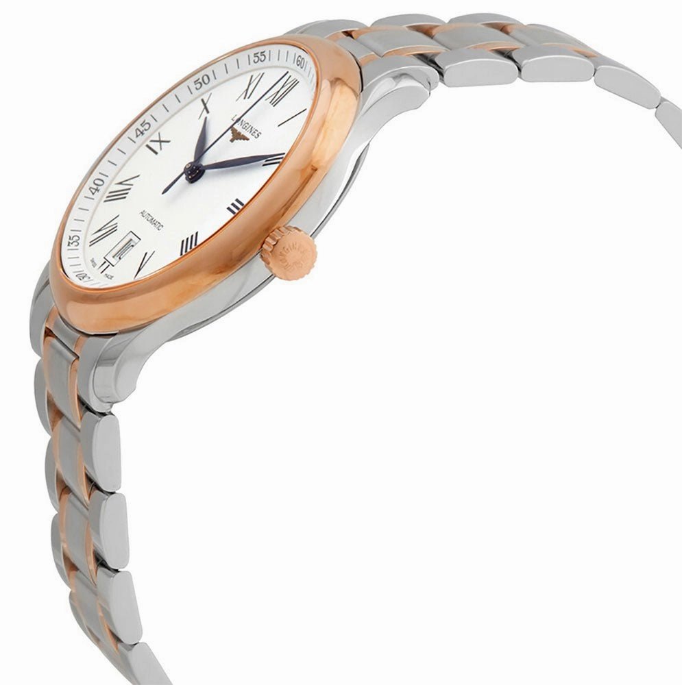 Longines Master Collection Automatic 18k Rose Gold and Steel White Dial Date Mens Watch L2.628.5.19.7