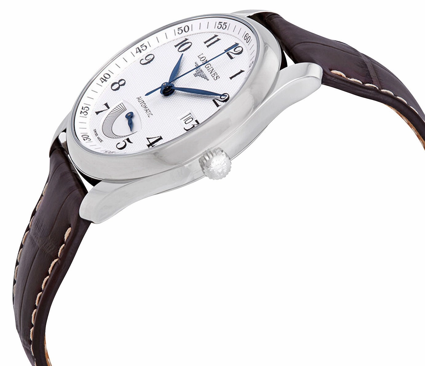 Longines Master Collection Automatic Stainless Steel Silver Dial Brown Leather Strap Date Power Reserve Mens Watch L2.908.4.78.3