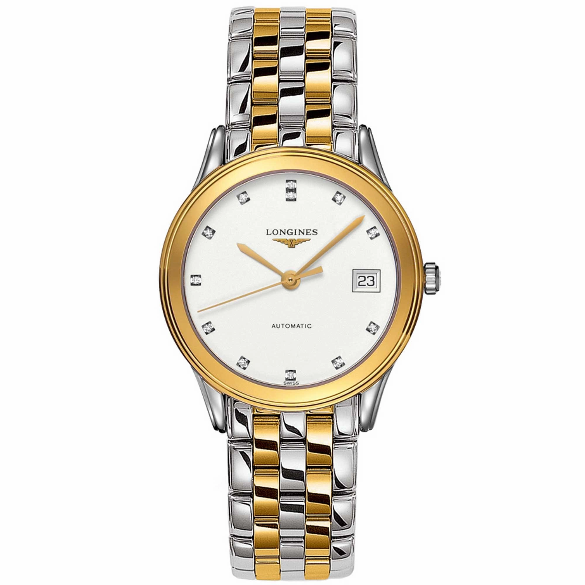 Longines Men's Automatic Watch - Flagship Two Tone Steel Bracelet Diamond | L47743277