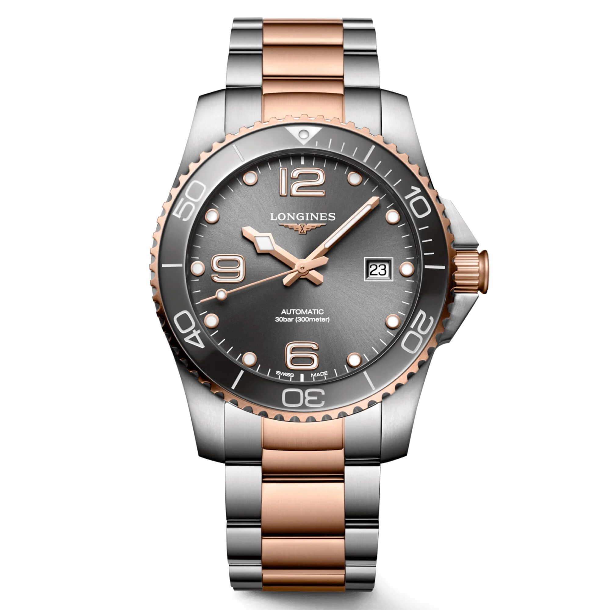 Longines Men's Watch - HydroConquest Automatic Grey Dial Two Tone Bracelet | L37813787