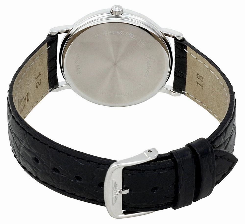 Longines Presence Stainless Steel White Dial Black Leather Strap Date Quartz Mens Watch L4.819.4.11.2