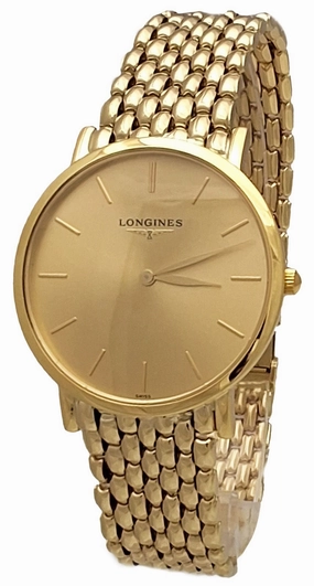 Longines Presence Yellow Gold Quartz Gold Tone Dial Mens Watch L48246322