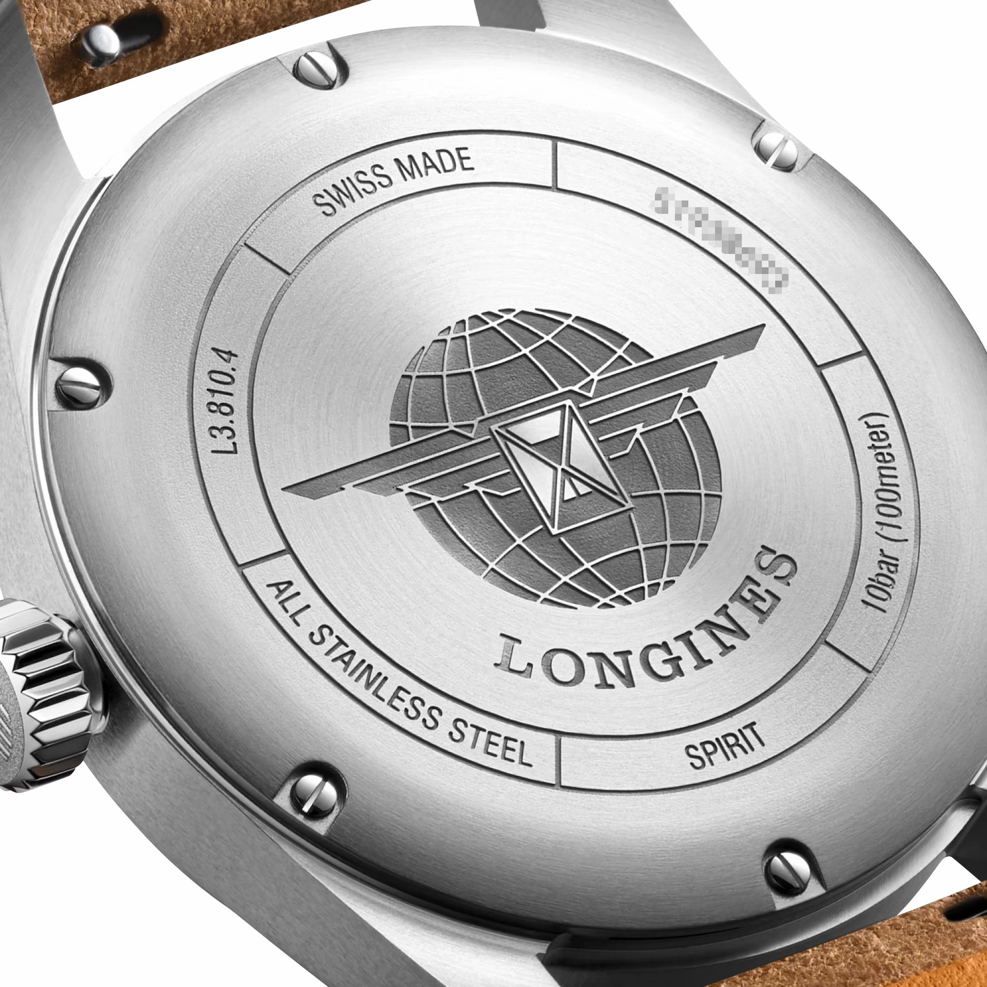 Longines Spirit Automatic COSC Stainless Steel Green Dial Brown Leather Strap Date Mens Watch L3.810.4.03.2