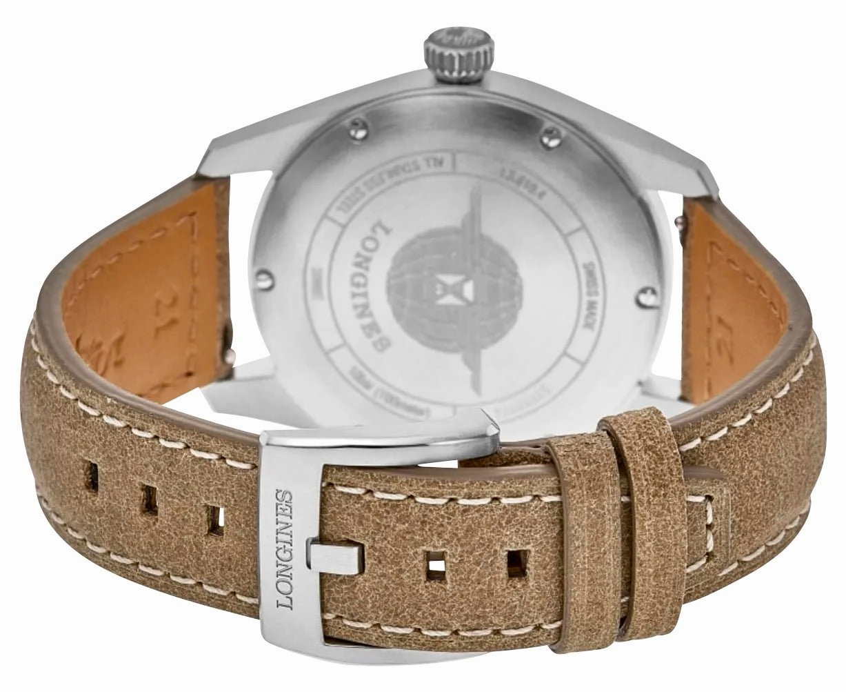 Longines Spirit Automatic COSC Stainless Steel Green Dial Brown Leather Strap Date Mens Watch L3.810.4.03.2