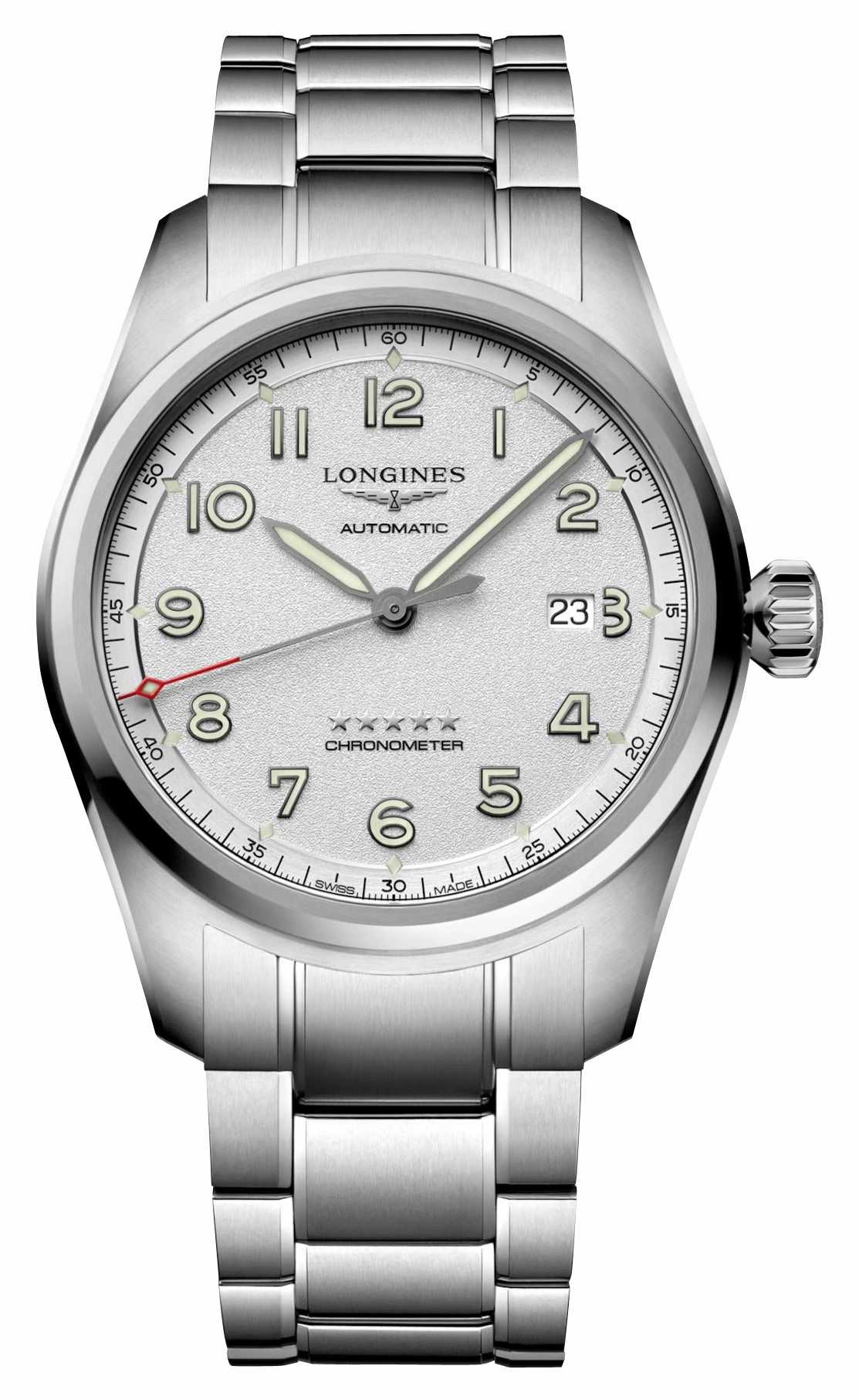 Longines Spirit Prestige Edition Automatic COSC Stainless Steel Silver Dial Interchangeable Brown Leather/NATO Strap Date Mens Watch L3.811.4.73.9