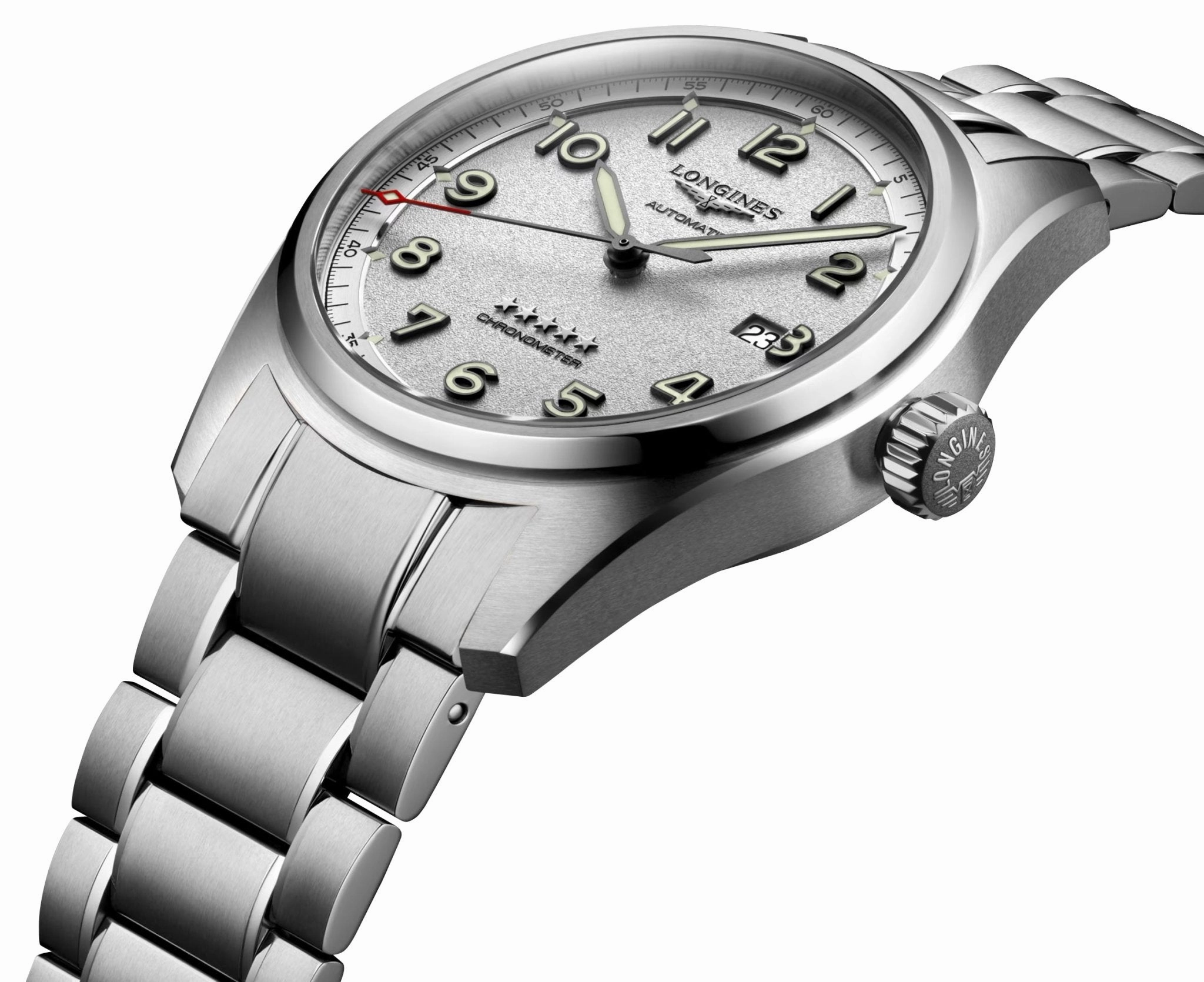 Longines Spirit Prestige Edition Automatic COSC Stainless Steel Silver Dial Interchangeable Brown Leather/NATO Strap Date Mens Watch L3.811.4.73.9