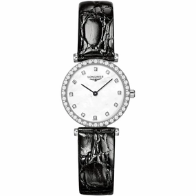Longines Women's Watch - La Grande Classique MOP Dial Black Leather Strap | L43410802