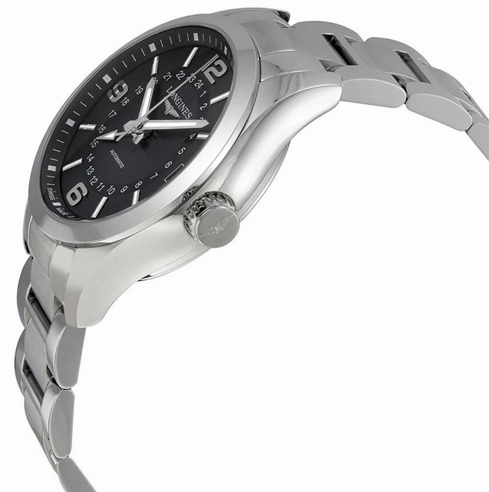LonginesConquest Classic Automatic Stainless Steel Black Dial GMTDate Mens Watch L2.799.4.56.6