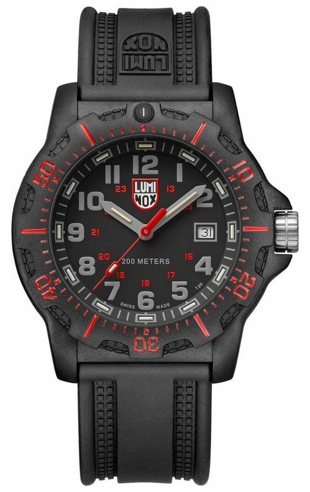 Luminox Black Ops CARBONOX Black Dial Black Rubber Strap Date Divers Quartz Mens Watch XL.8895