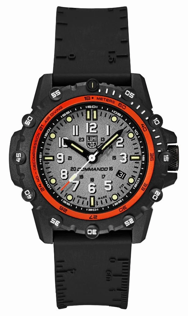 Luminox Commando Frogman CARBONOX Gray Dial Black Rubber Strap Date Divers Quartz Mens Watch XS.3301