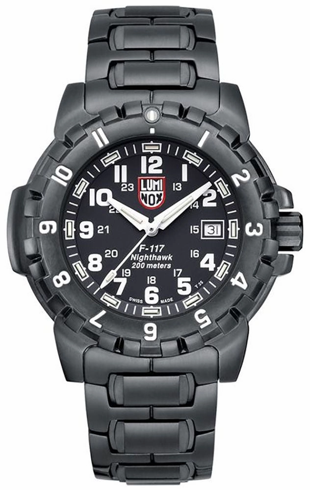 Luminox F-117 Nighthawk Black PVD Black Dial Date Divers Quartz Mens Watch XA.6402