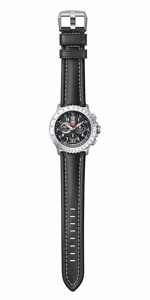 Luminox F-22 Raptor Chronograph Titanium Black Dial Black Leather Strap Date Divers Quartz Mens Watch XA.9241