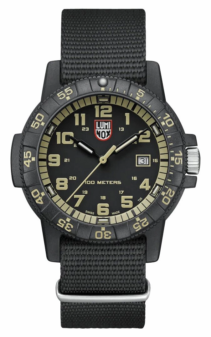 Luminox Leatherback SEA Turtle Giant CARBONOX Black Dial Black Nylon NATO Strap Date Quartz Mens Watch XS.0333