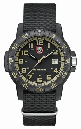 Luminox Leatherback SEA Turtle Giant CARBONOX Black Dial Black Nylon NATO Strap Date Quartz Mens Watch XS.0333