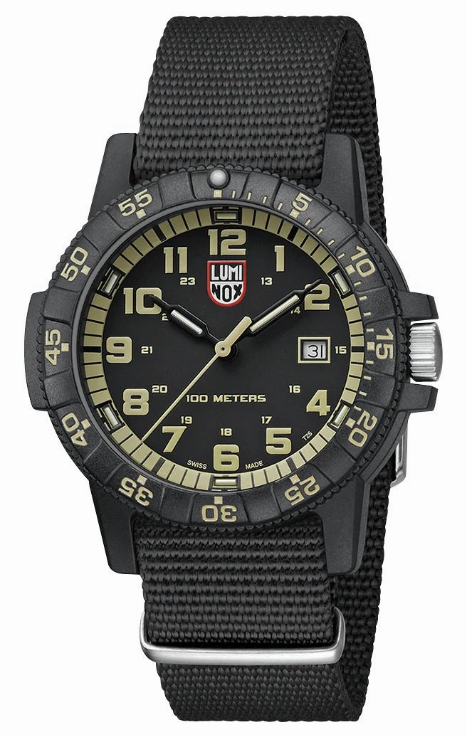 Luminox Leatherback SEA Turtle Giant CARBONOX Black Dial Black Nylon NATO Strap Date Quartz Mens Watch XS.0333