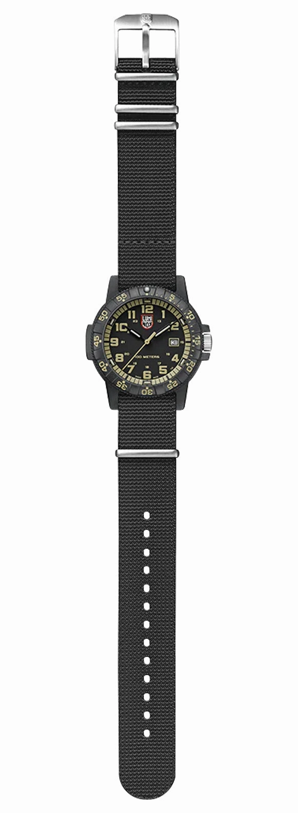 Luminox Leatherback SEA Turtle Giant CARBONOX Black Dial Black Nylon NATO Strap Date Quartz Mens Watch XS.0333