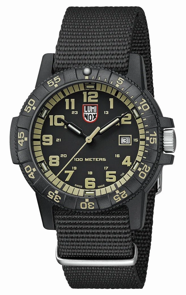 Luminox Leatherback SEA Turtle Giant CARBONOX Black Dial Black Nylon NATO Strap Date Quartz Mens Watch XS.0333