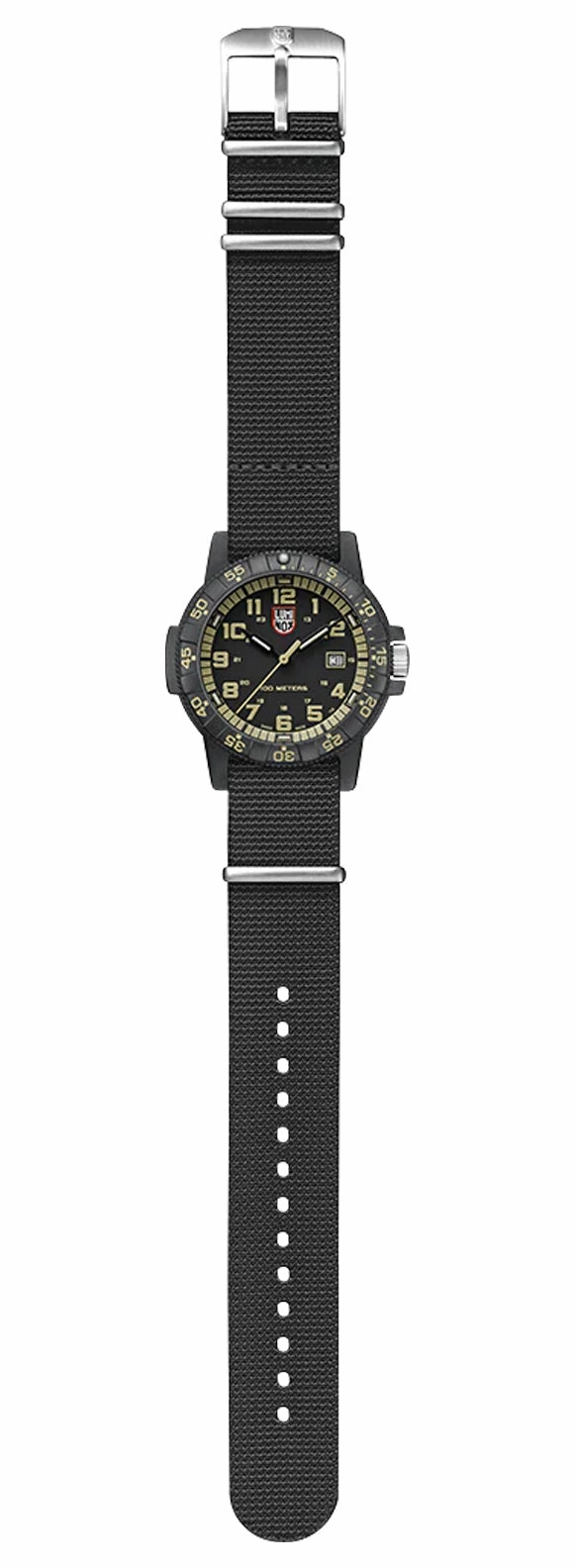 Luminox Leatherback SEA Turtle Giant CARBONOX Black Dial Black Nylon NATO Strap Date Quartz Mens Watch XS.0333
