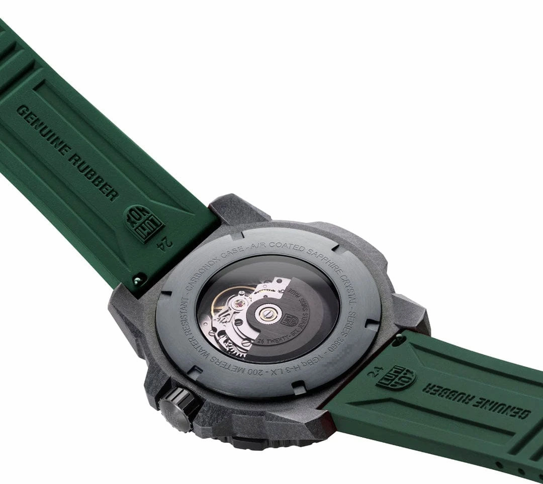 Luminox Master Carbon SEAL Automatic CARBONOX  Black Dial Green Rubber Strap Day/Date Divers Mens Watch XS.3877