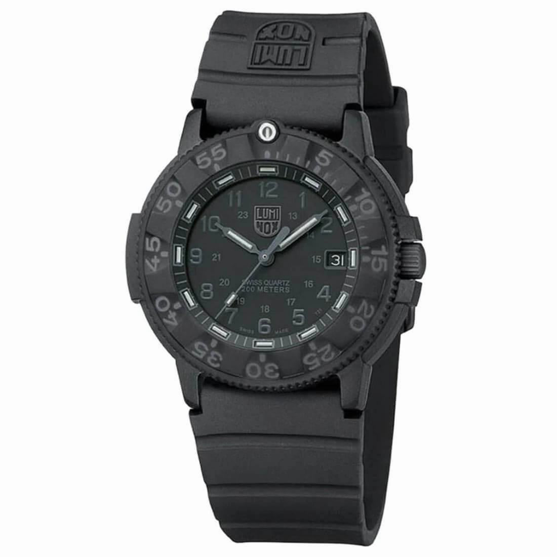 Luminox Men's Black Strap Watch - Blackout Navy Seal Black Dial Dive | 3001.BO