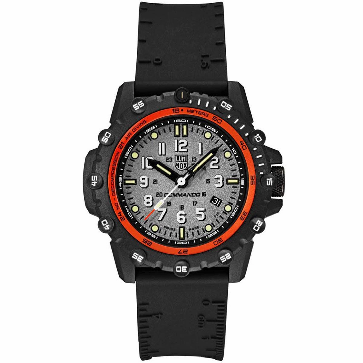 Luminox Men's Quartz Watch - Commando Frogman Grey Dial Black Rubber Strap | 3301