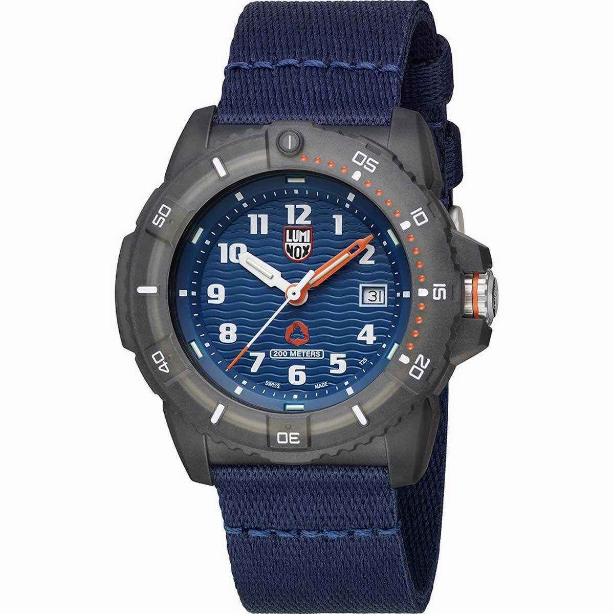 Luminox Men's Swiss Quartz Watch - Tide Eco Blue Dial Textile Strap Dive | 8903.ECO