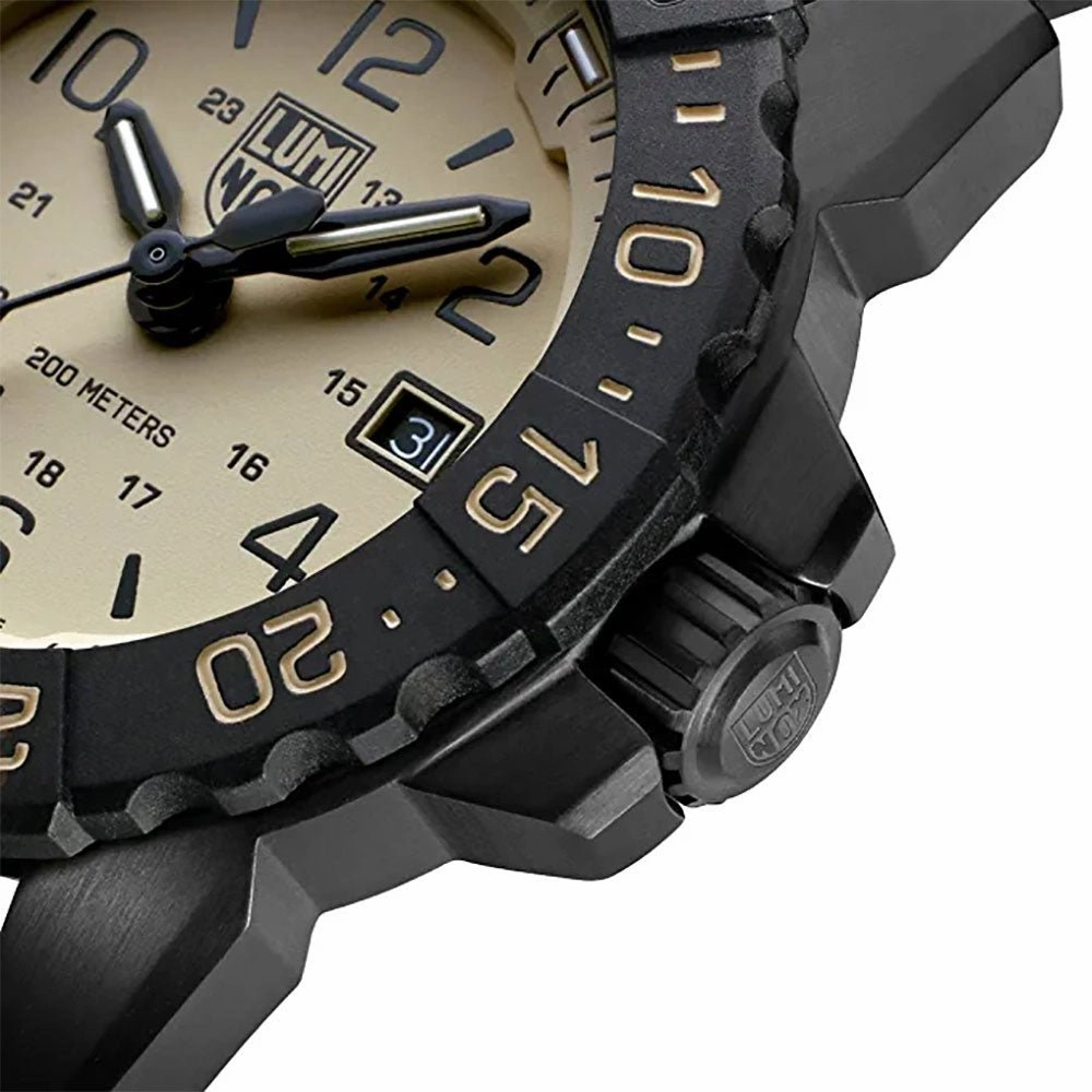 Luminox Navy SEAL Black Stainless Steel Black Rubber Strap Sand Dial Date Divers Quartz Interchangeable NATO Strap Mens Watch XS.3251.CBNSF.SET