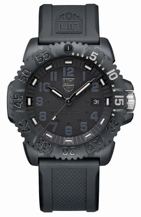 Luminox Navy Seal CARBONOX Black Rubber Strap Black Dial Date Divers Quartz Mens Watch XS.3051.GO.NSF