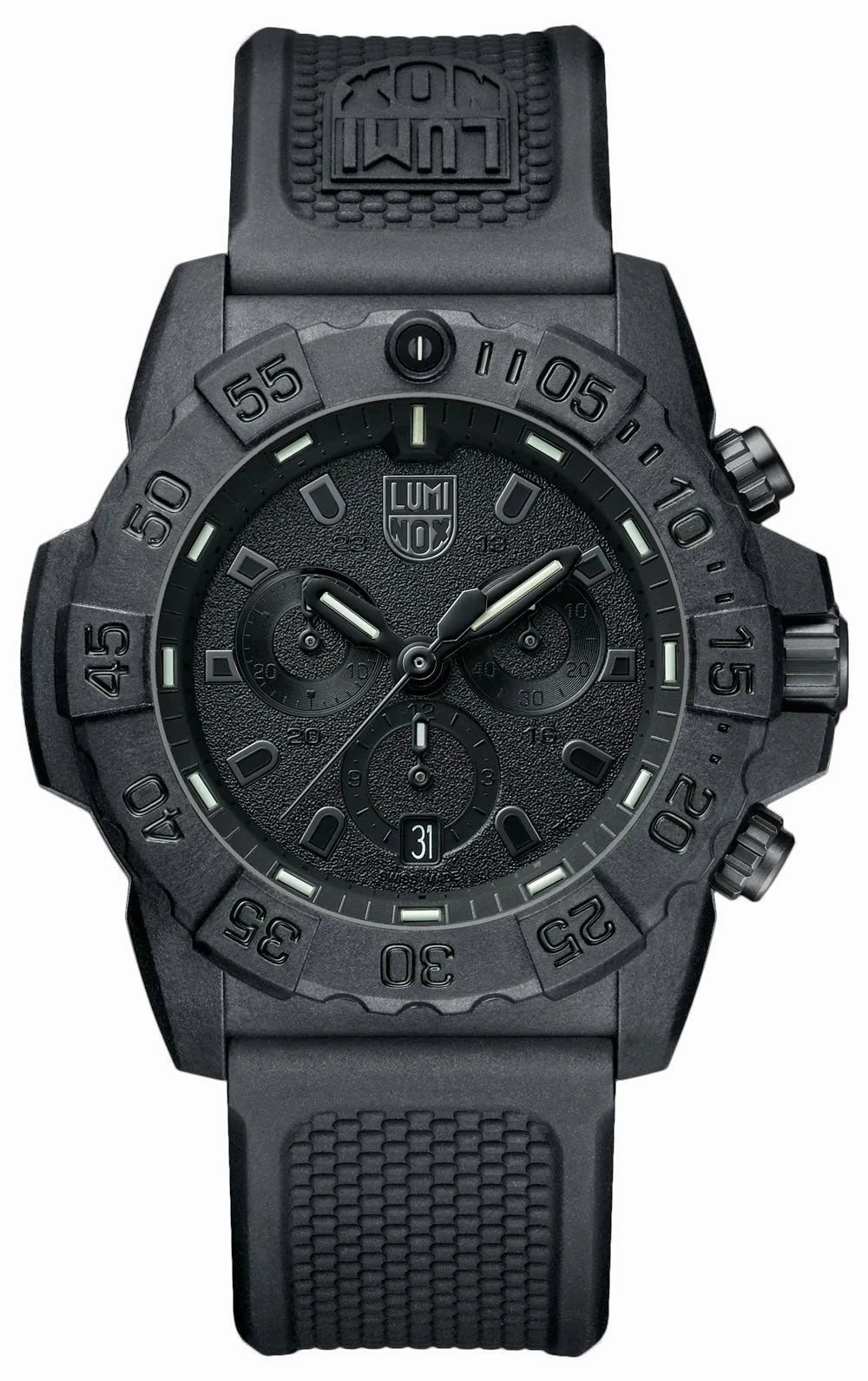 Luminox Navy SEAL Chronograph CARBONOX Black Dial Black Rubber Strap Date Divers Quartz Mens Watch XS.3581.BO