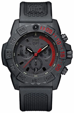 Luminox Navy Seal Chronograph CARBONOX Black Dial Black Rubber Strap Date Divers Quartz Mens Watch XS.3581.EY