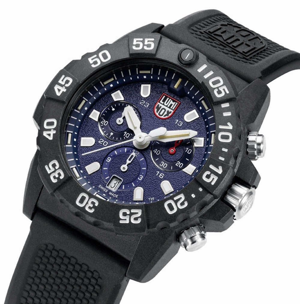 Luminox Navy SEAL Chronograph CARBONOX Blue Dial Black Rubber Strap Date Divers Quartz Mens Watch XS.3583