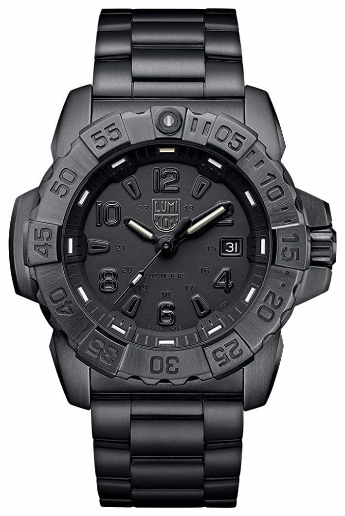 Luminox Navy SEAL Ion Plated Stainless Steel Black Dial Date Divers Quartz Mens Watch XS.3252.BO.L