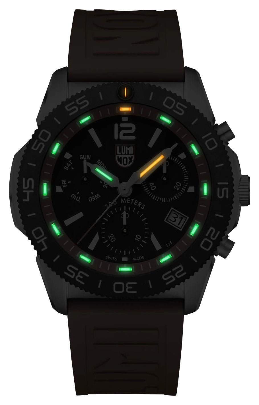 Luminox Pacific Diver Chronograph Stainless Steel Black Dial Orange Rubber Strap Day/Date Divers Quartz Mens Watch XS.3149